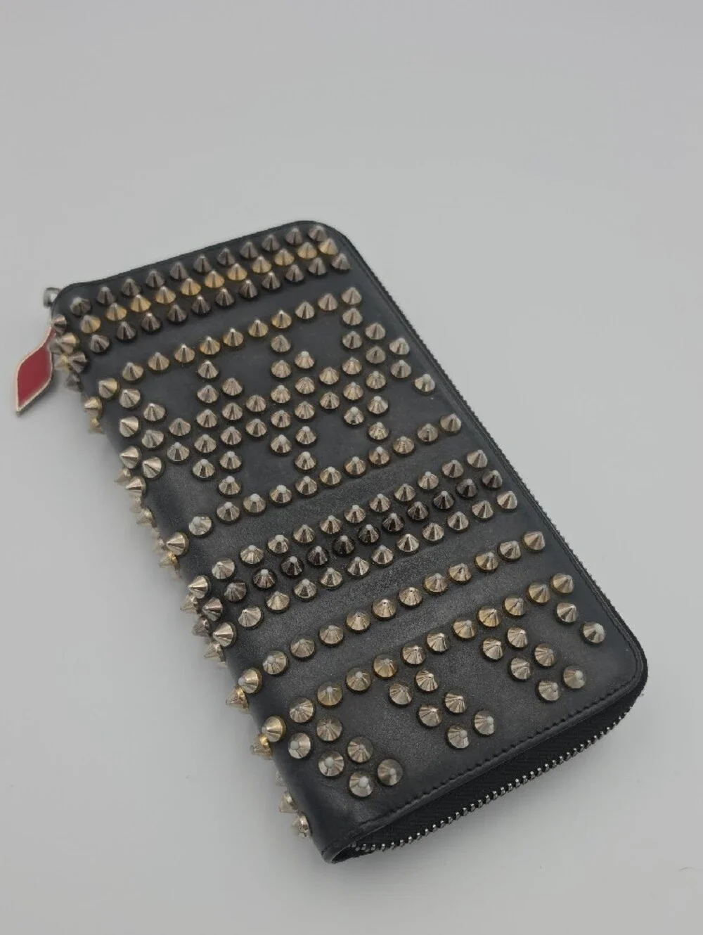 Christian Louboutin Black Studded Gold/Silver/Gun Metal Zip Long Wallet (EUC)✨️